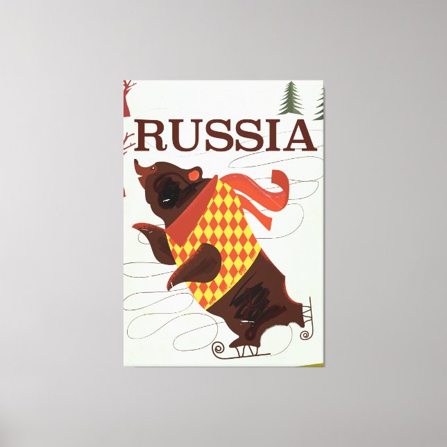 Toile Affiche de voyage vintage Russie ours (Recto)