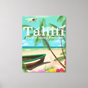 Toile Affiche de voyage vintage Tahiti