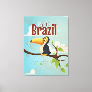 Toile Affiche de voyage vintage Toucan fly to Brazil