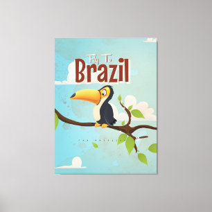 Toile Affiche de voyage vintage Toucan fly to Brazil