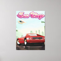 affiche de voyage voiture de sport rouge de San Di