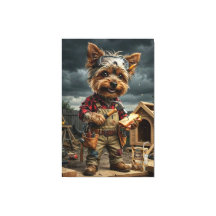 Affiche drôle de Yorkie ouvrier de construction –
