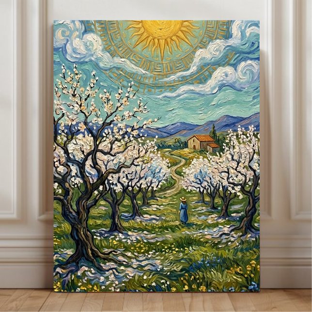 Toile Affiche du verger d'amandiers ensoleillé de printe (Créateur téléchargé)