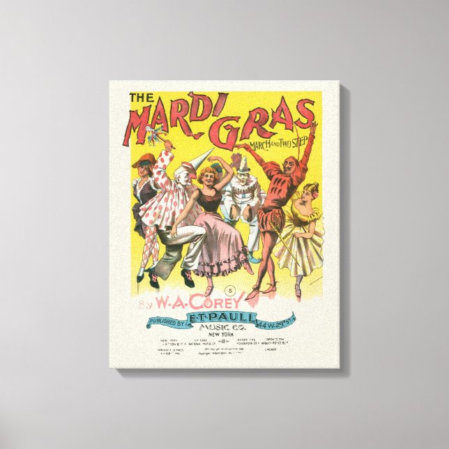 Toile Affiche jaune antique Mardi Gras (Recto)