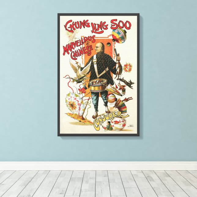 Toile Affiche Magique Vintage, Magicien Chung Ling Soo (Insitu (Plancher de Bois))