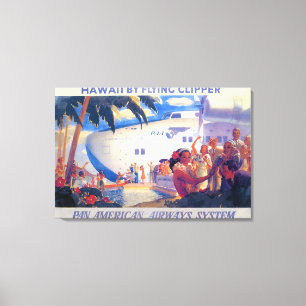 Toile Affiche panaméricaine vintage - Hawaii