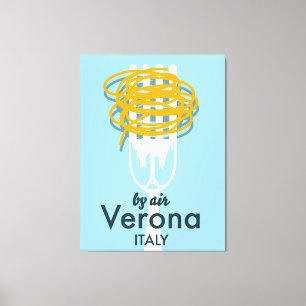 Toile Affiche rétro de voyage en Italie par Air Vérone.