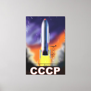 Toile Affiche Rétro Fusée Spatiale de l'Union Soviétique