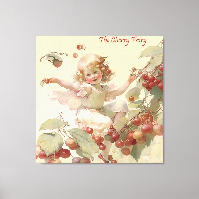 Toile Affiche victorienne «Fée de la cerise» dans un arb (Recto)
