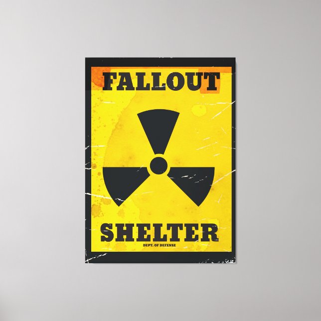 Toile Affiche vintage d'avertissement d'abri antiatomiqu (Recto)