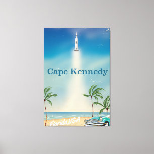Toile Affiche vintage de la fusée Saturn five du cap Ken