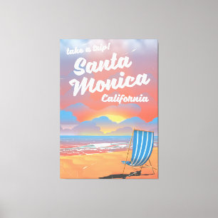Toile Affiche vintage de plage de Santa Monica Californi