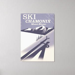 Toile Affiche vintage de ski de Chamonix-Mont-Blanc