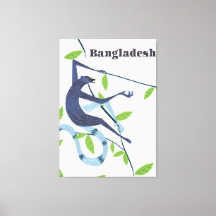 Toile Affiche vintage de vacances Bangladesh Monkey
