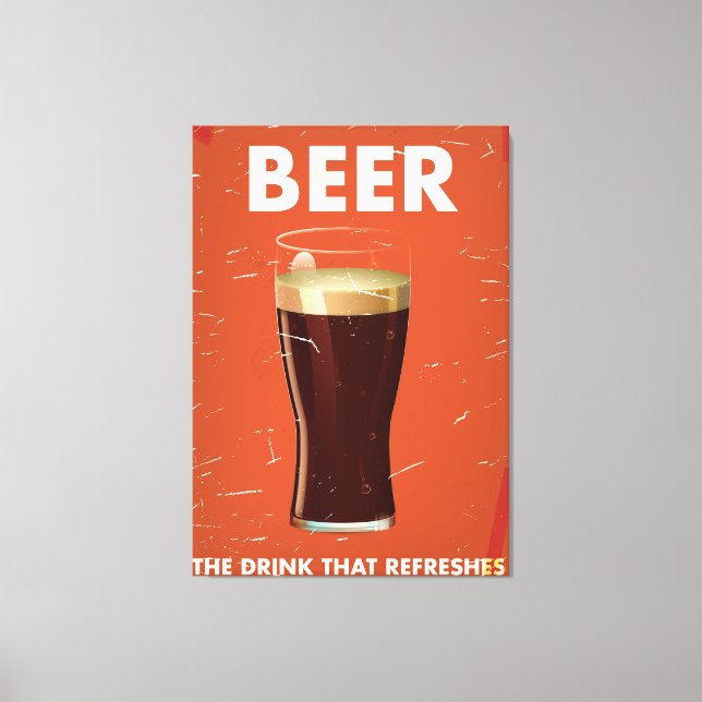 Toile Affiche vintage du commerce de la bière. (Recto)