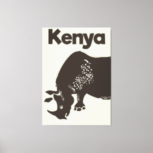 Toile Affiche vintage Kenya Rhino Afrique