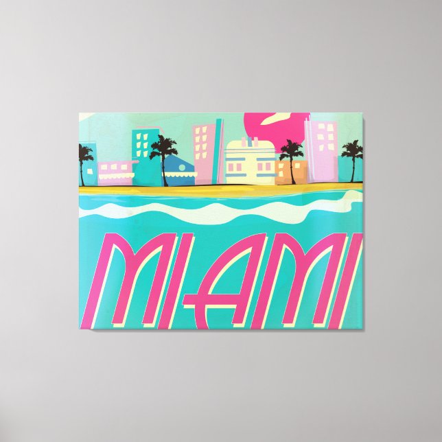 Toile Affiche vintage Miami des années 80 (Recto)