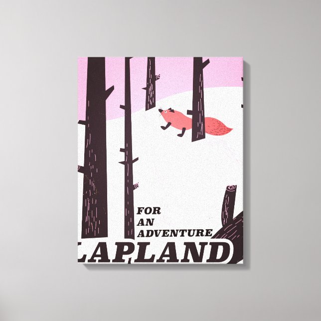 Toile Affiche vintage 'Pour une aventure' Laponie (Recto)
