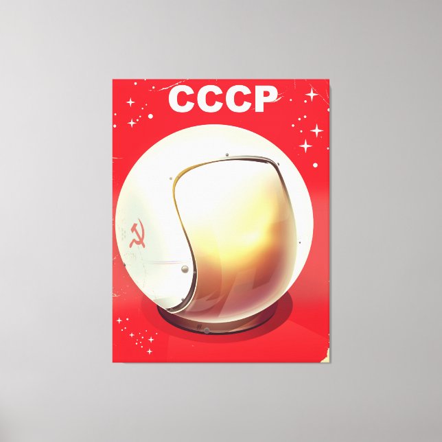 Toile affiche vintage rouge de l'espace soviétique CCCP (Recto)