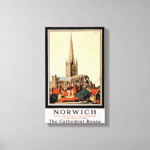 Toile Affiche Vintage voyage de Norwich restaurée