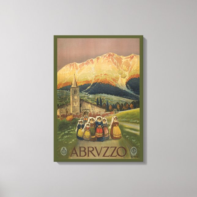 Toile Affiche Vintage voyage Pour Les Abruzzes, Italie. (Recto)