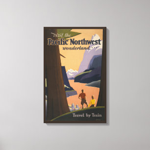 Toile Affiche Vintage voyage Vue Montagne