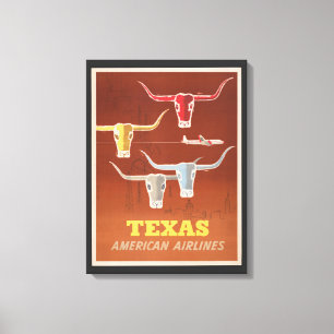 Toile Affiche Voyage Pour American Airlines Vers Texas