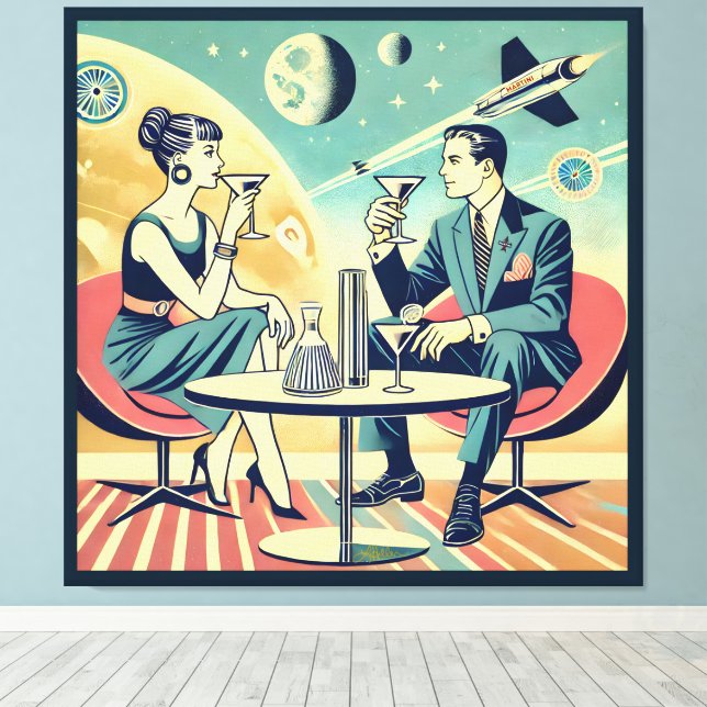 Toile Affiches de voyage spatial Martini Équipage de vol (Insitu (Plancher de Bois))