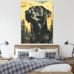 Toile Affiches Vintage de Labradors Retrievers Noirs