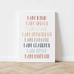 Toile Affirmations neutres pour les enfants<br><div class="desc">Bâtissez votre enfant chaque jour en faisant des affirmations une partie de leur routine. Avec des couleurs douces et neutres, cette affiche est un grand ajout à une chambre, une salle de jeux, une salle de bain, ou à toute personne que votre enfant verra et récite régulièrement les affirmations !...</div>