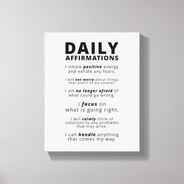 Toile Affirmations quotidiennes | Devis inspirant (Recto)