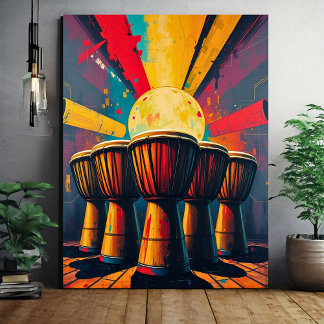 Toile African Drums Wall Art - Bold Abstrait Music Print