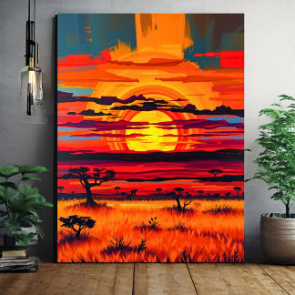 Toile African Savanna Sunset Wall Art - Paysage audacieu