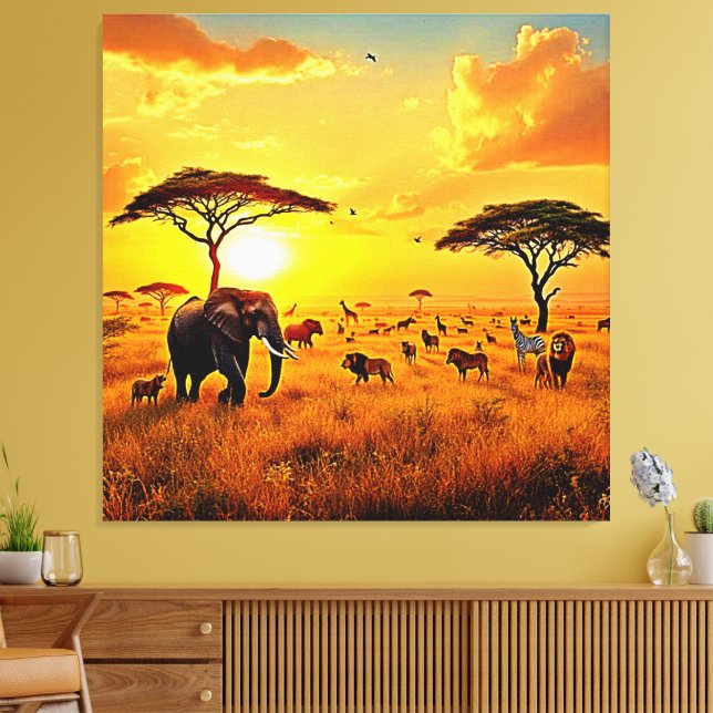 Toile African Sunset Safari Majesty Design (Insitu(Salon))