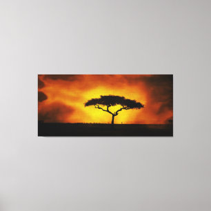 Toile Afrique Acacia Paysage doux