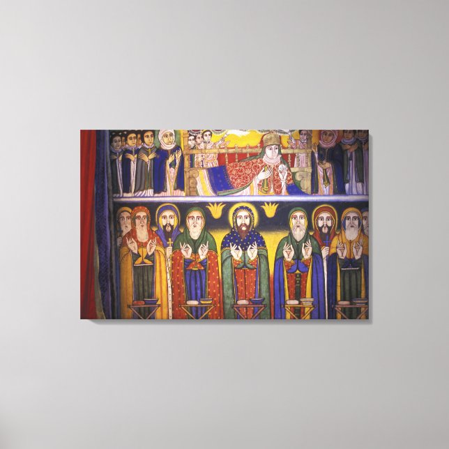 Toile Afrique, Éthiopie. Œuvre d'art représentant des ap (Recto)