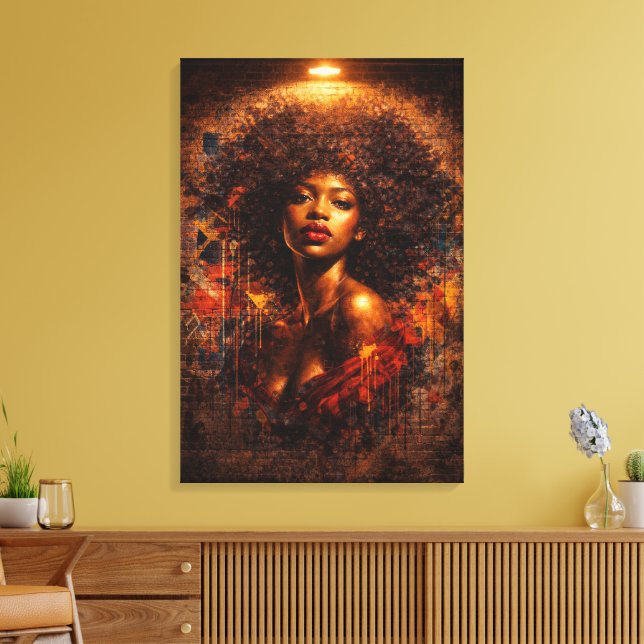 Toile Afro Doré : Art de Rue Urbain (Insitu(Salon))