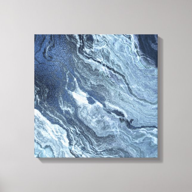 Toile Agate bleue cristallisée | Pierre marbrée en ardoi (Recto)
