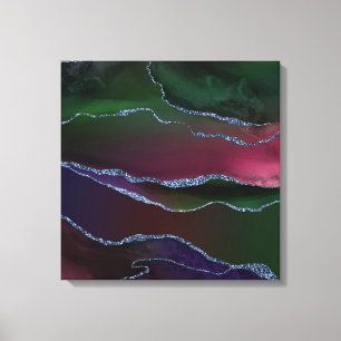 Toile Agate dynamique   Couleur rose et vert pour bijou