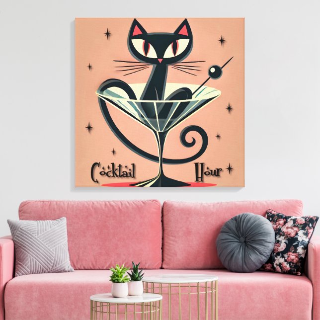 Toile Âge atomique Futuriste de l'espace Noir Cat Martin (Insitu(Salon))