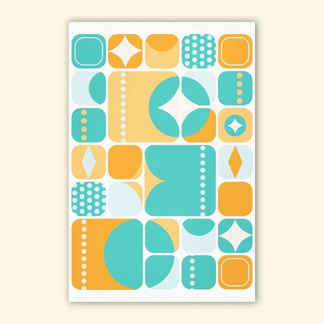 Toile Âge atomique milieu du siècle Abstrait Turquoise,  (Créateur téléchargé)