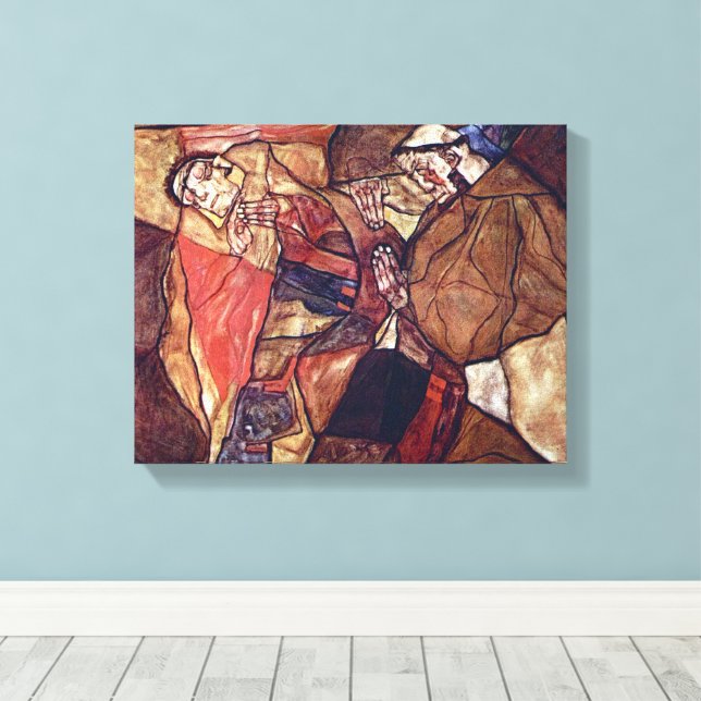 Toile Agonie, la lutte finale par Egon Schiele (Insitu (Plancher de Bois))