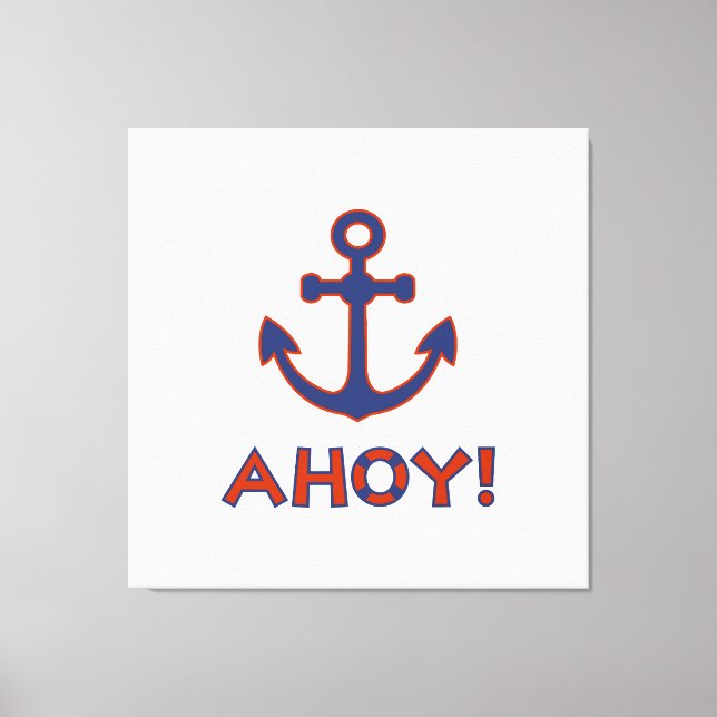 Toile AHOY ! Bouée + Design Ancre Rouge+Bleu (Recto)