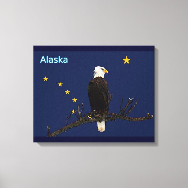 Toile Aigle Et Drapeau De L'Alaska (Recto)