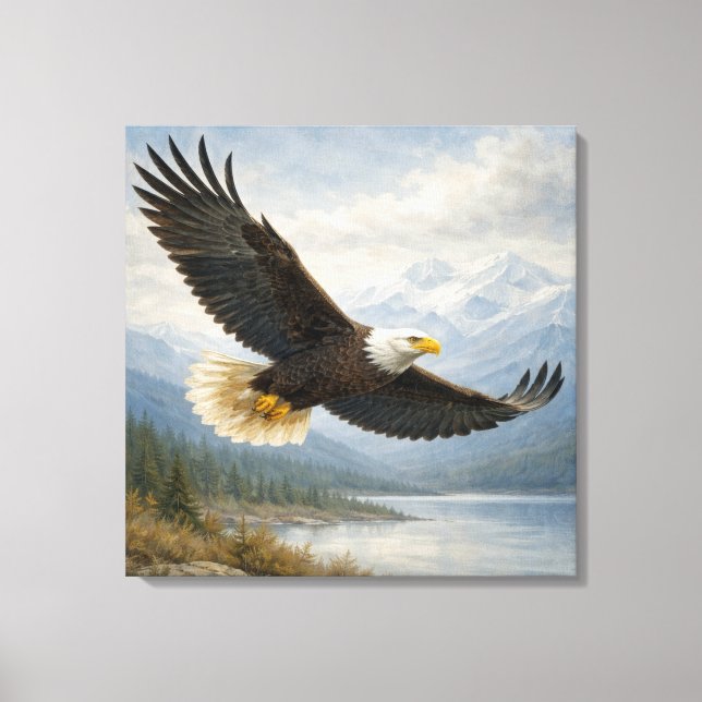 Toile Aigle faune volant lac (Recto)