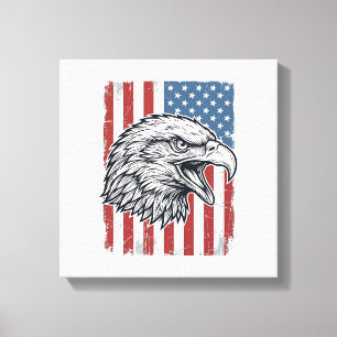 Toile Aigle Patriotique Drapeau Américain Gravure Vintag