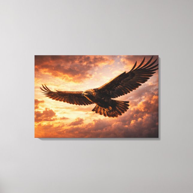 Toile Aigle Royal Doré – Vol dans un Ciel Dramatique (Recto)