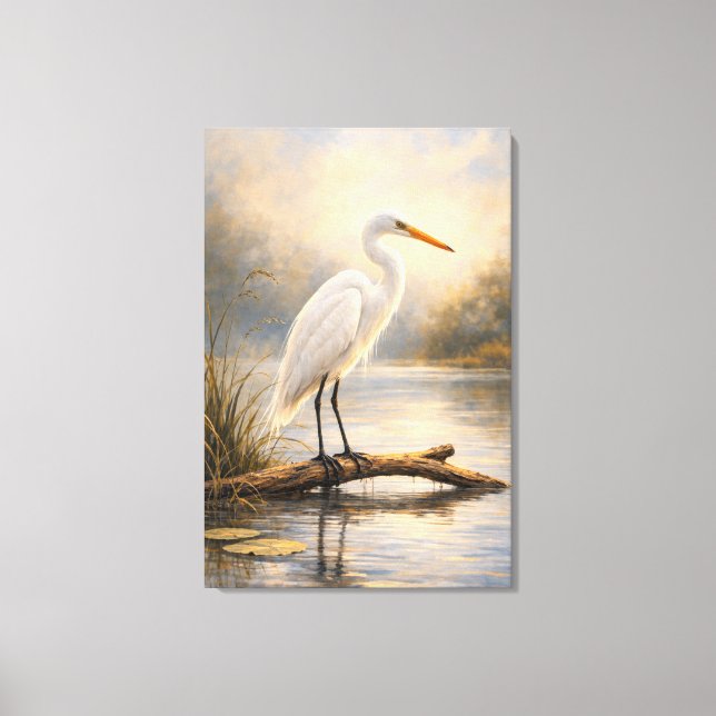 Toile Aigrette de Stillwater | Faune côtière | Étirée (Recto)