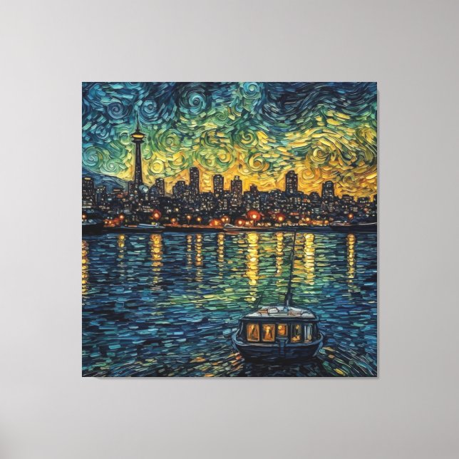 Toile Aiguille spatiale Seatle en style van Gogh (Recto)