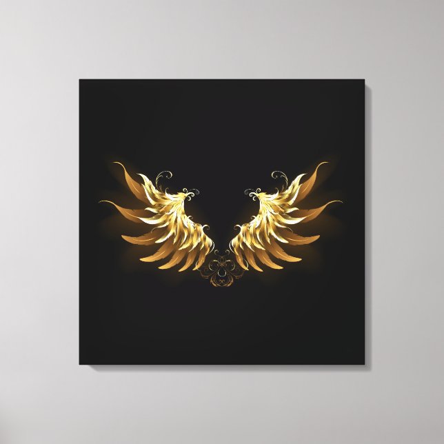 Toile Ailes d'Ange d'or sur arrière - plan noir (Recto)